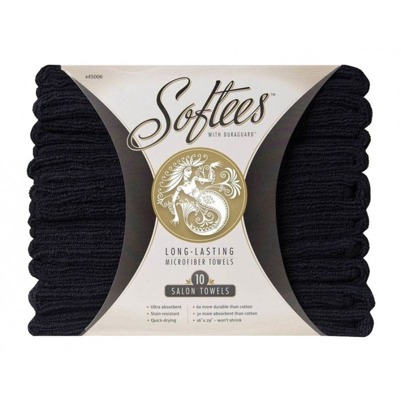 FROMM SOFTEES MICROFIBER TOWELS 10/PK - BLACK (#45006)