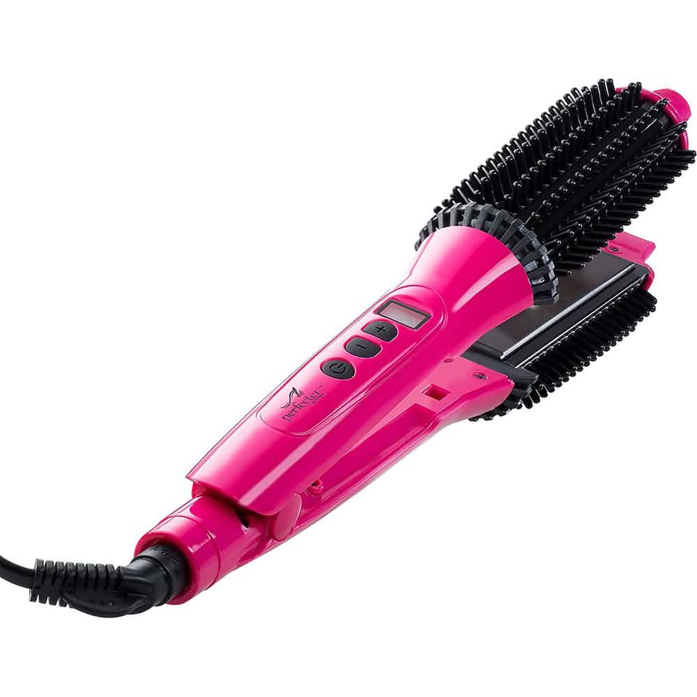 Perfecter Flat Iron Hair Straightener & Hot Round Brush 2-in-1 EasyOptionXY