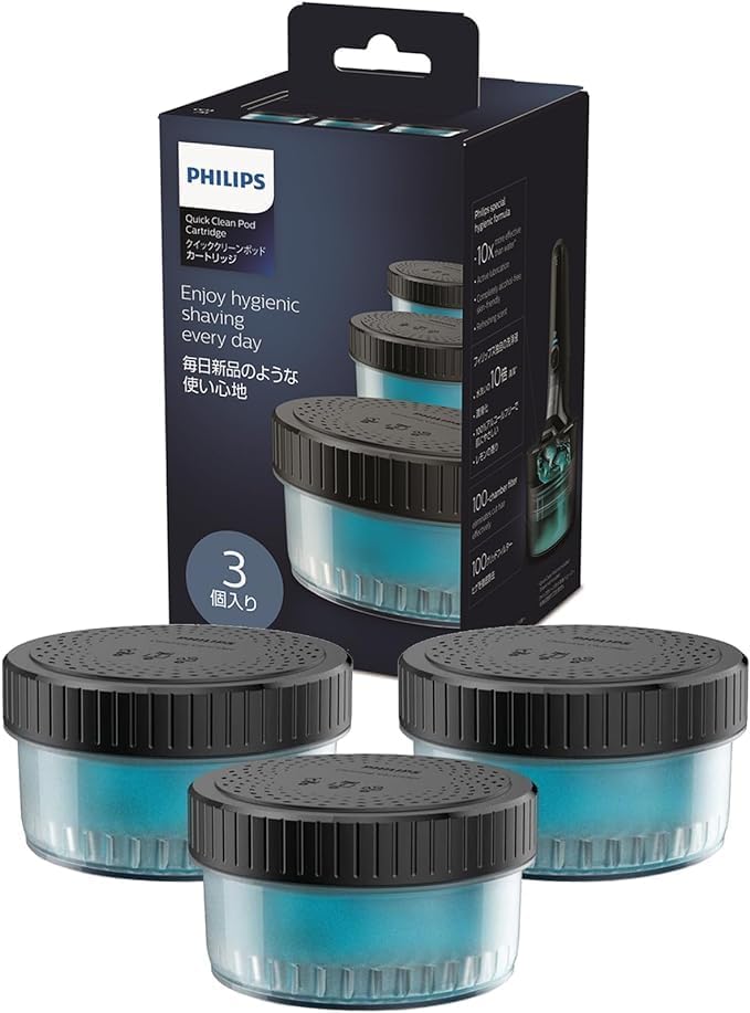 Philips Cleaning Solution for Electric Shaver S5000 S7000 S9000 S9000 Quick Clean Pods Cartridges Lemon Scent 160ml 3 Pack (About 9 Months) CC13/51 7DAY'S