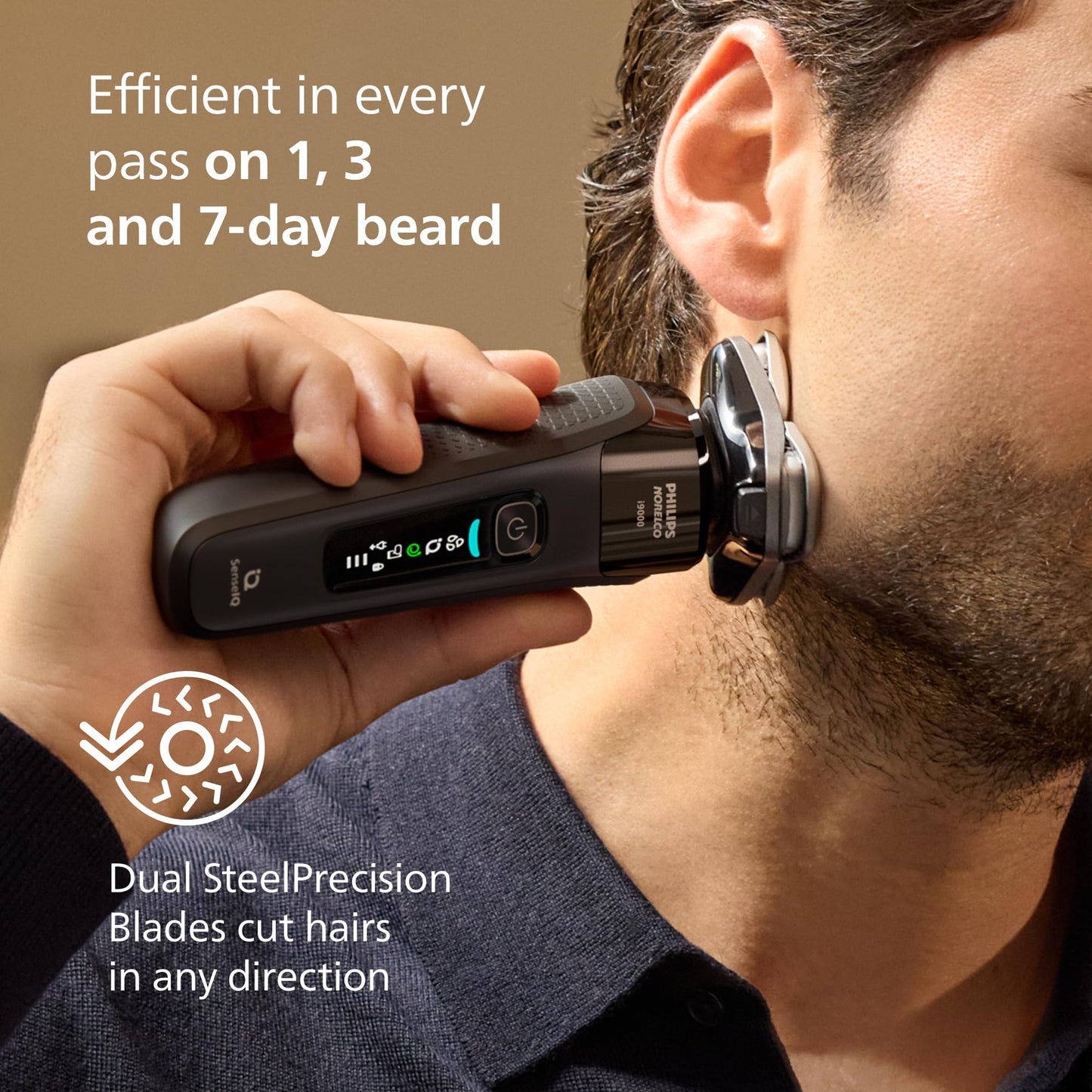 Philips Norelco 9400 Rechargeable Wet/Dry Electric Shaver with SenseIQ and Comfort Glide Ring Technology, Battery Powered, Silver, S9502/83 7DAY'S