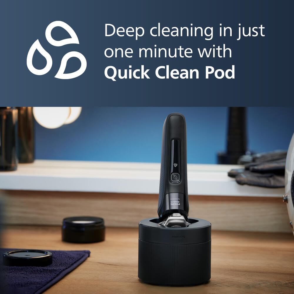 Philips Norelco 9400 Rechargeable Wet/Dry Electric Shaver with SenseIQ and Comfort Glide Ring Technology, Battery Powered, Silver, S9502/83 7DAY'S