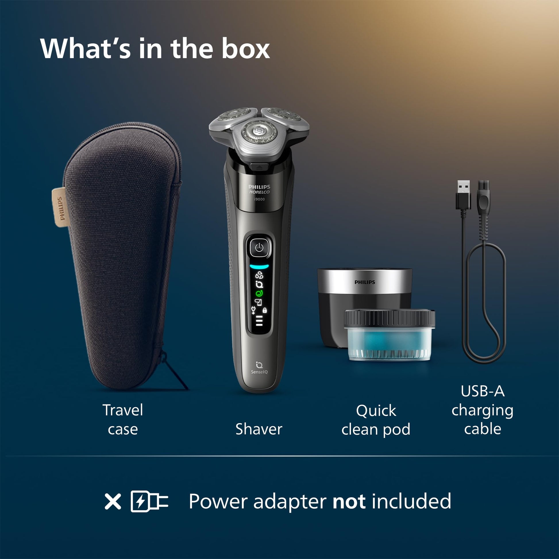Philips Norelco 9400 Rechargeable Wet/Dry Electric Shaver with SenseIQ and Comfort Glide Ring Technology, Battery Powered, Silver, S9502/83 7DAY'S
