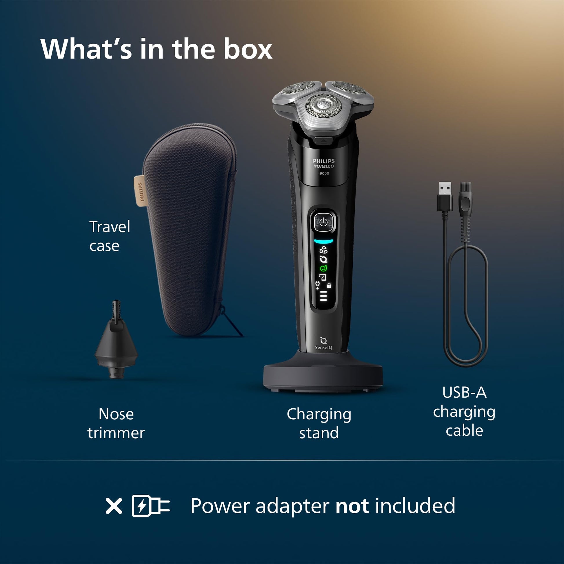 Philips Norelco 9400 Rechargeable Wet/Dry Electric Shaver with SenseIQ and Comfort Glide Ring Technology, Battery Powered, Silver, S9502/83 7DAY'S