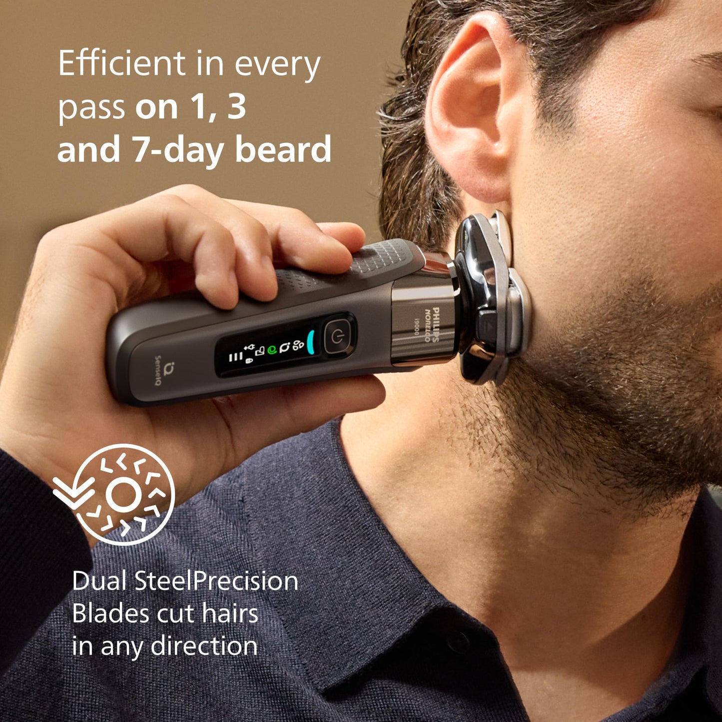 Philips Norelco 9400 Rechargeable Wet/Dry Electric Shaver with SenseIQ and Comfort Glide Ring Technology, Battery Powered, Silver, S9502/83 7DAY'S