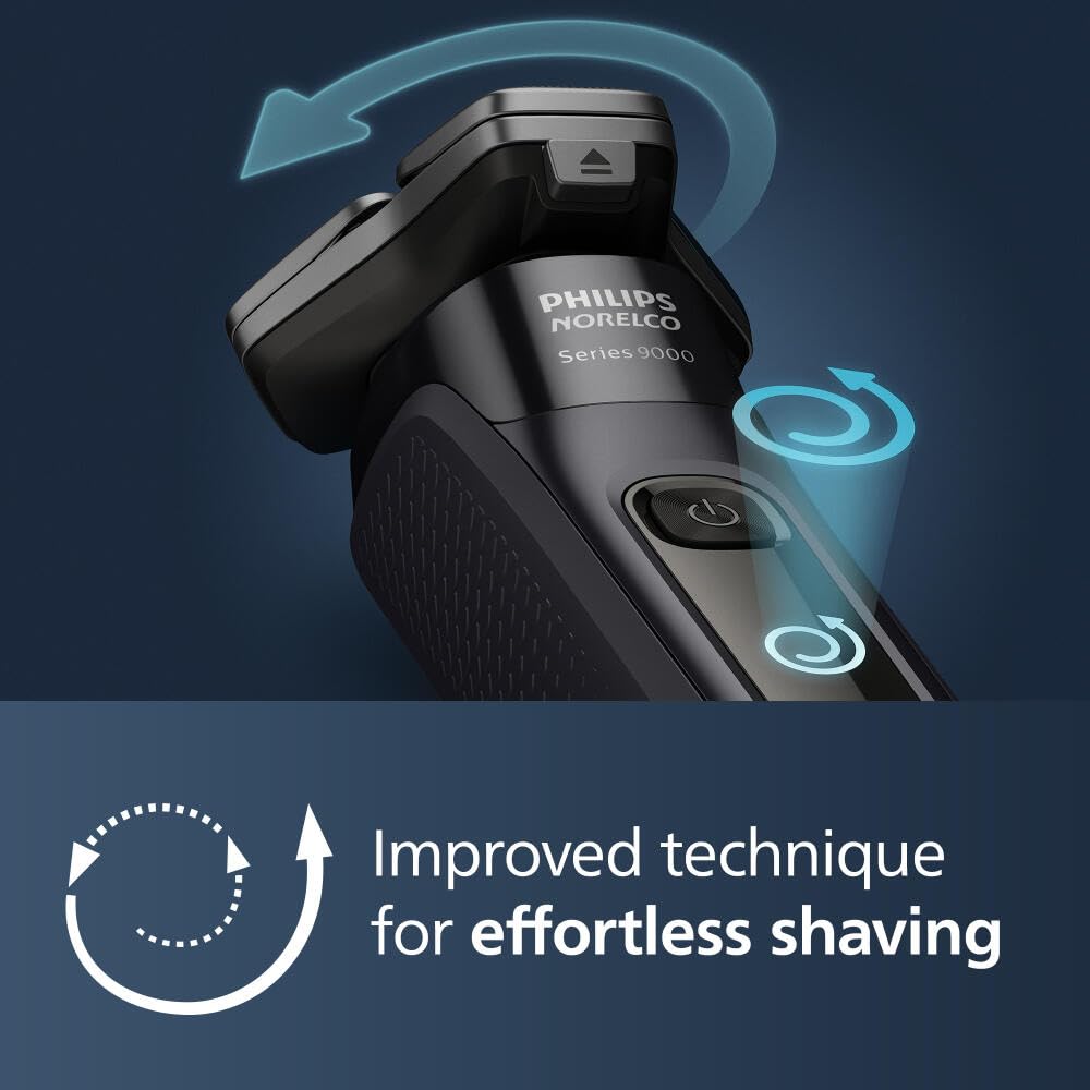 Philips Norelco 9400 Rechargeable Wet/Dry Electric Shaver with SenseIQ and Comfort Glide Ring Technology, Battery Powered, Silver, S9502/83 7DAY'S