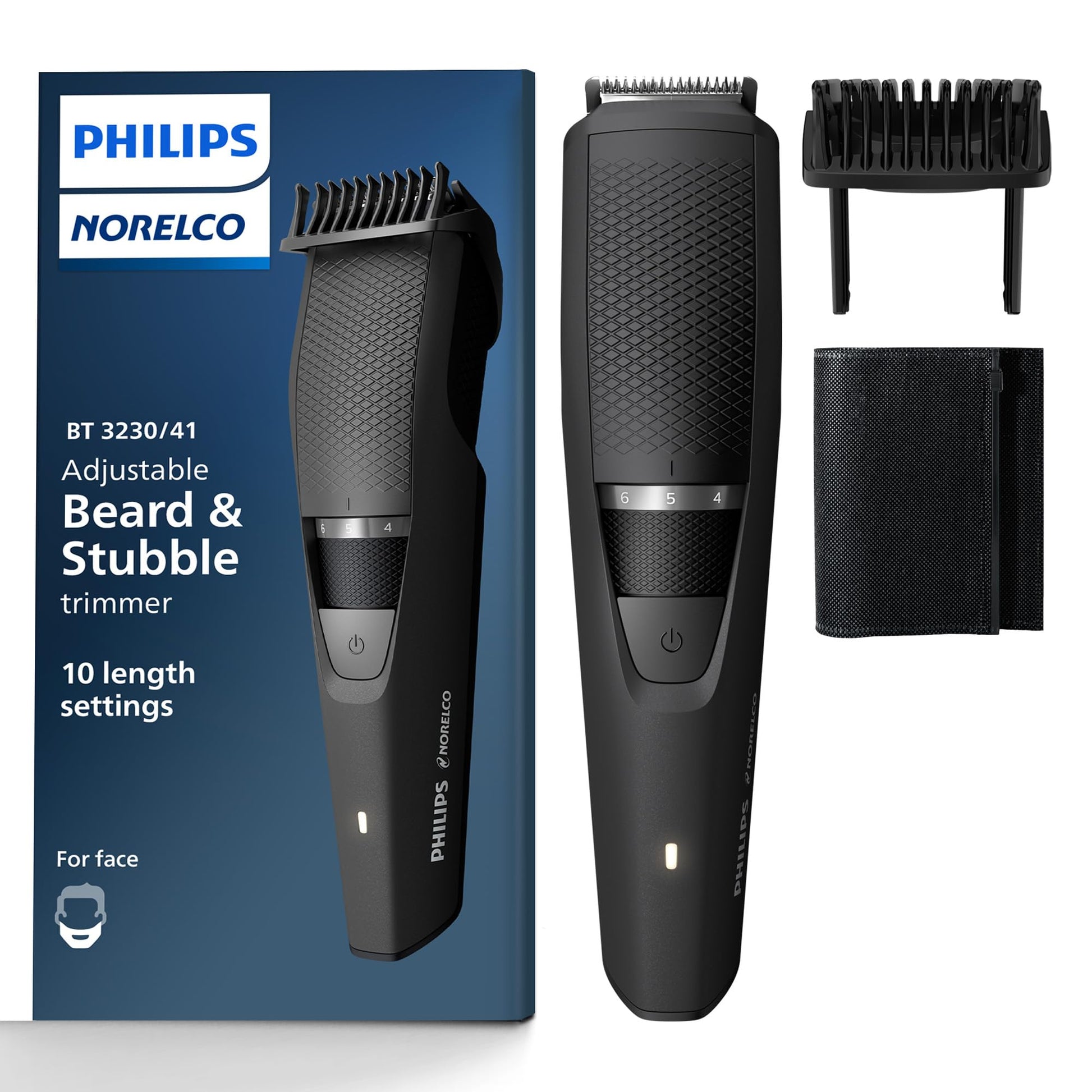 Philips Norelco Beard Trimmer and Hair Clipper, Cordless Grooming, Rechargeable, Adjustable Length, Beard Trimmer And Hair Clipper, No Blade Oil Needed, BT3210/41 7DAY'S