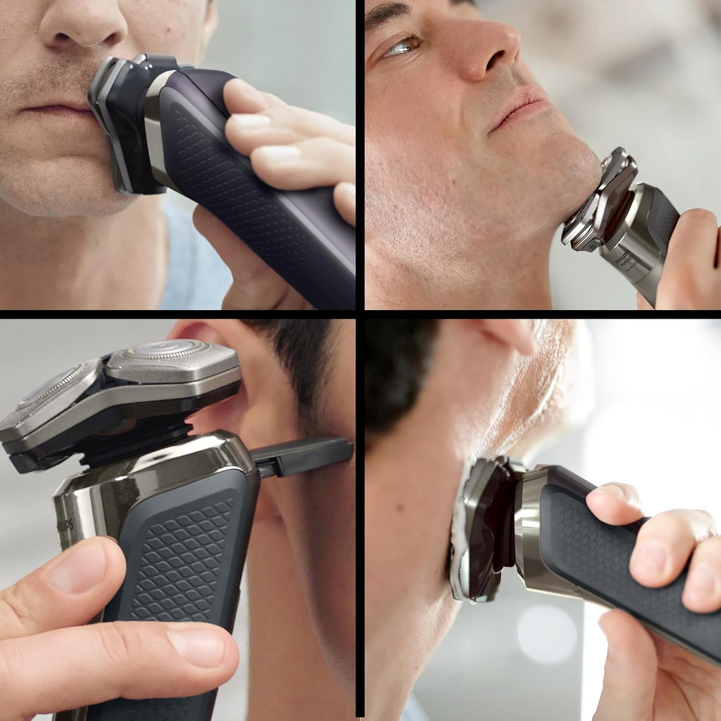 Philips Rechargeable Wet/Dry Electric Shaver Series 9000 with SenseIQ and Comfort Glide Ring Technology, Battery Powered, Silver 7DAY'S
