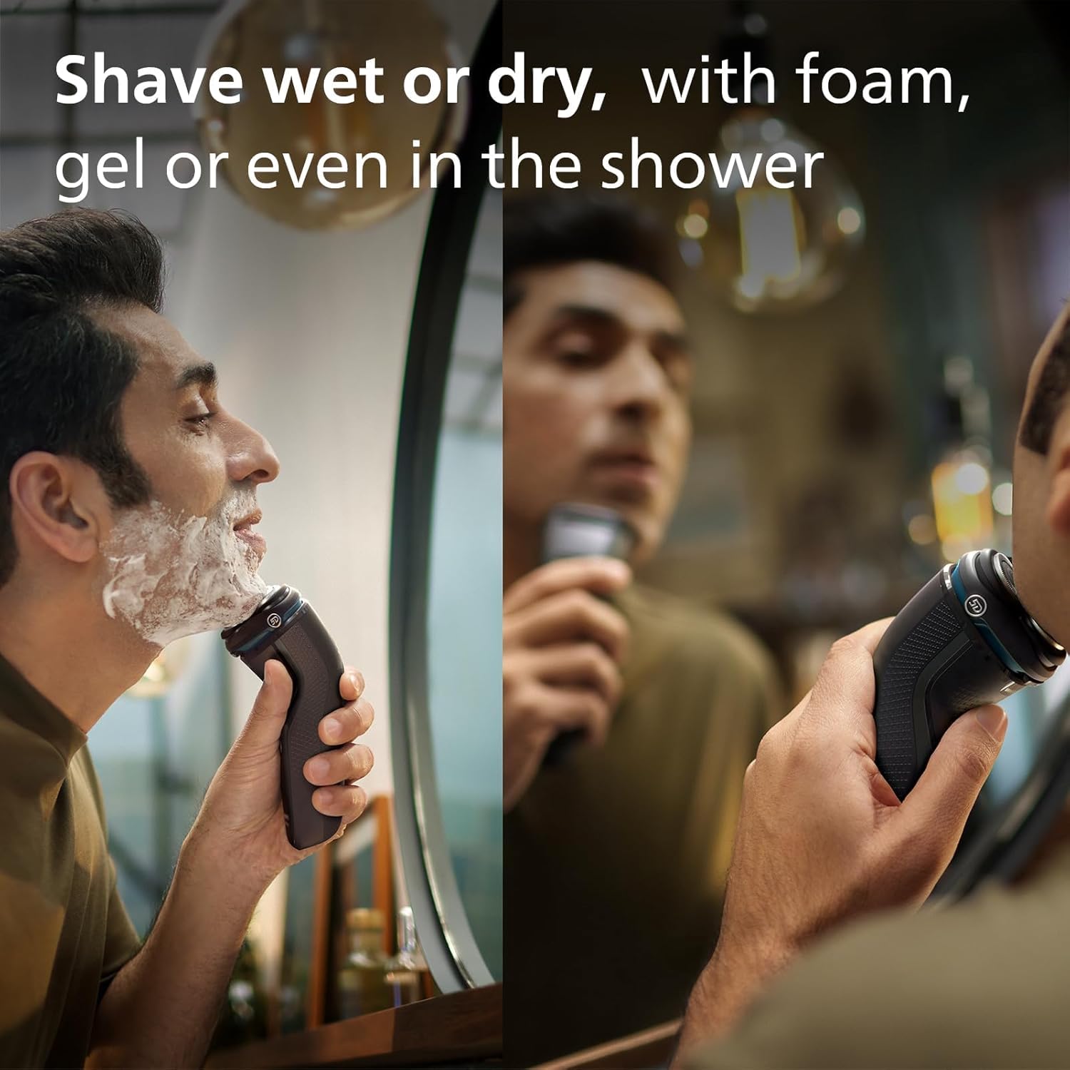 Philips Shaver for Men Series 3000 Rechargeable Wet/Dry Mens Electric Shavers Electric Razor for Men- Modern Steel Metallic 7DAY'S