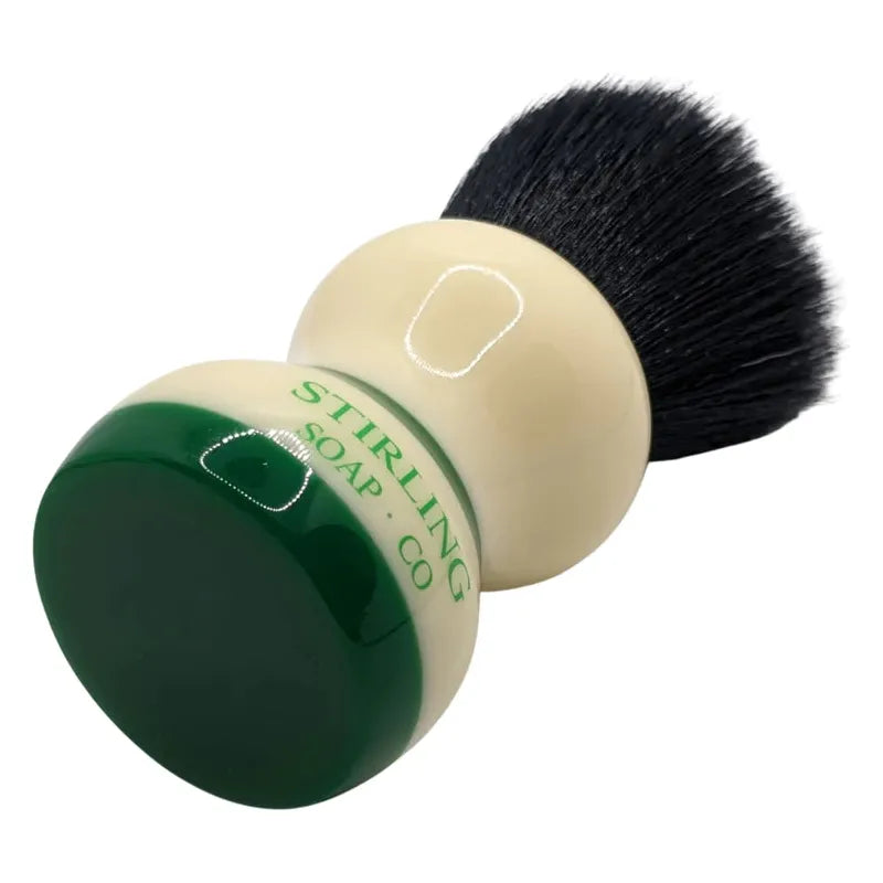 Stirling Soap Co. Synthetic 2-Band Green Stripe Handle Shaving Brush Pasteur Pharmacy