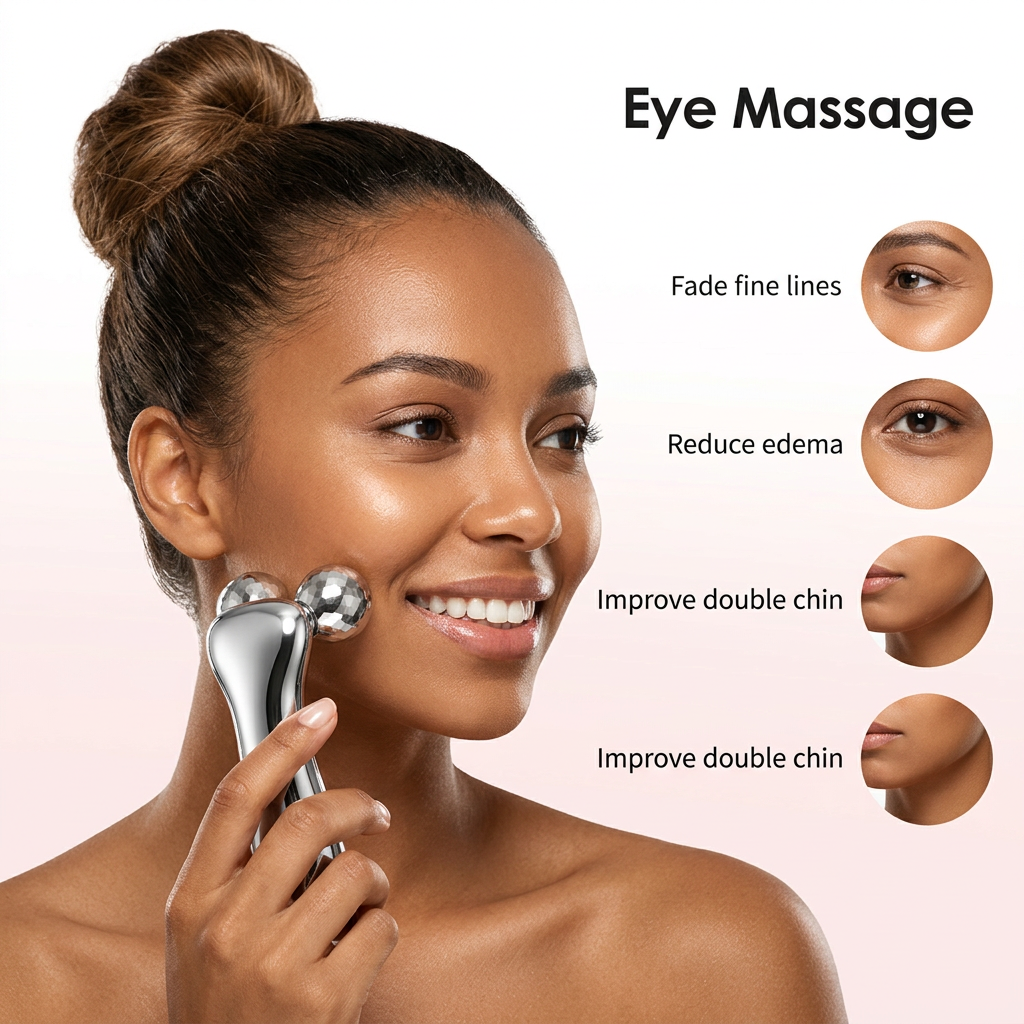 Silver Ergonomic EMS Microcurrent Facial Roller | Intelligent Pulse Face Slimming & Sculpting Device for Skin Tightening FLIPSTYLEZLLC