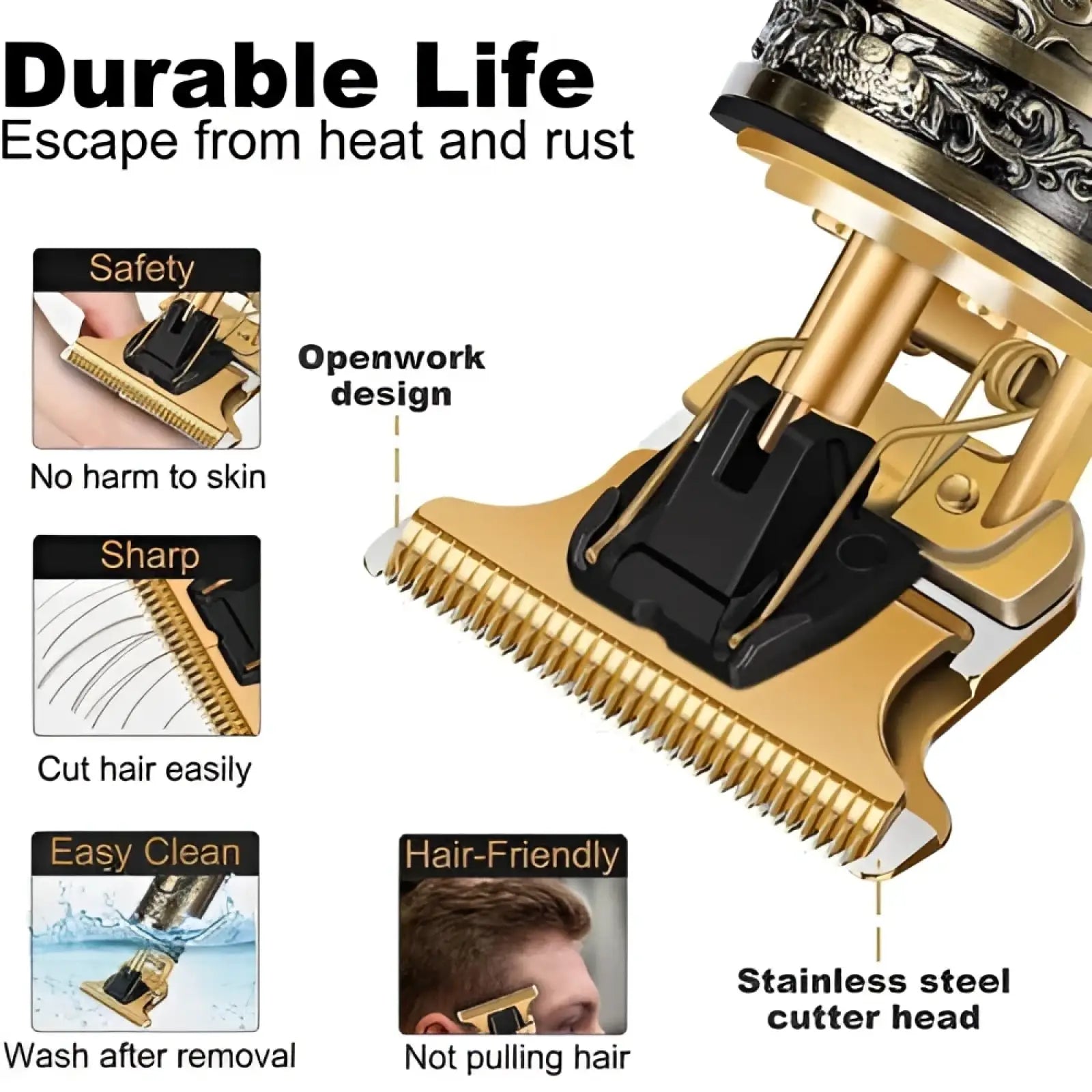 Professional Cordless Hair Clippers Gold Beard Trimmer ARBA Global