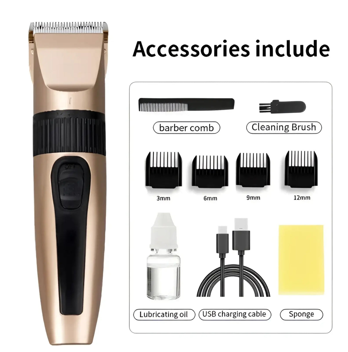 Professional Hair Clippers Cordless Gold Barber Kit ARBA Global