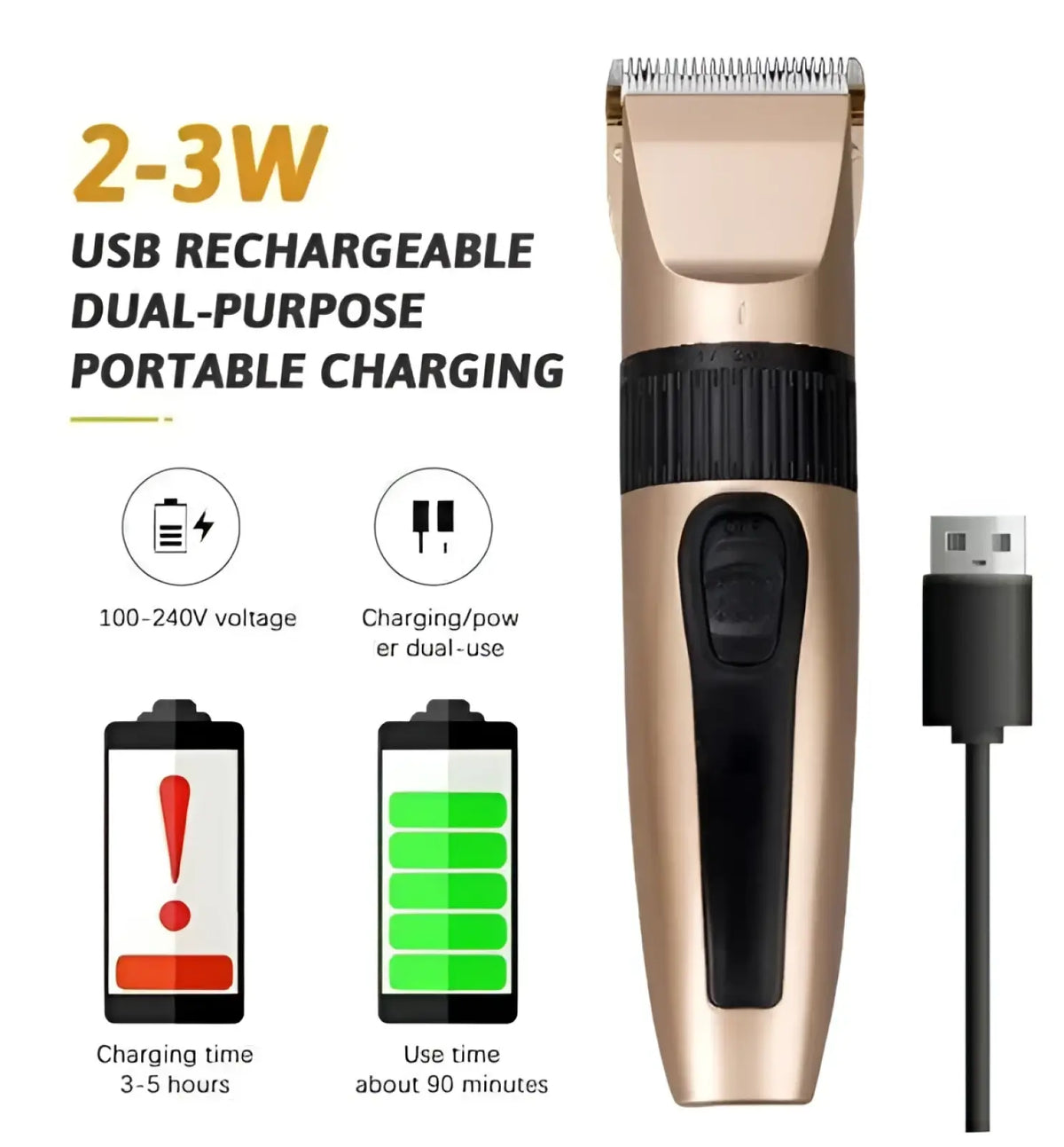 Professional Hair Clippers Cordless Gold Barber Kit ARBA Global