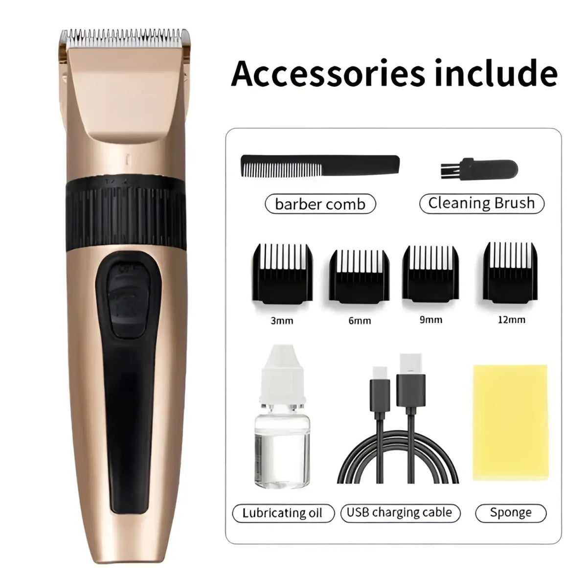Professional Hair Clippers Cordless Gold Barber Kit ARBA Global