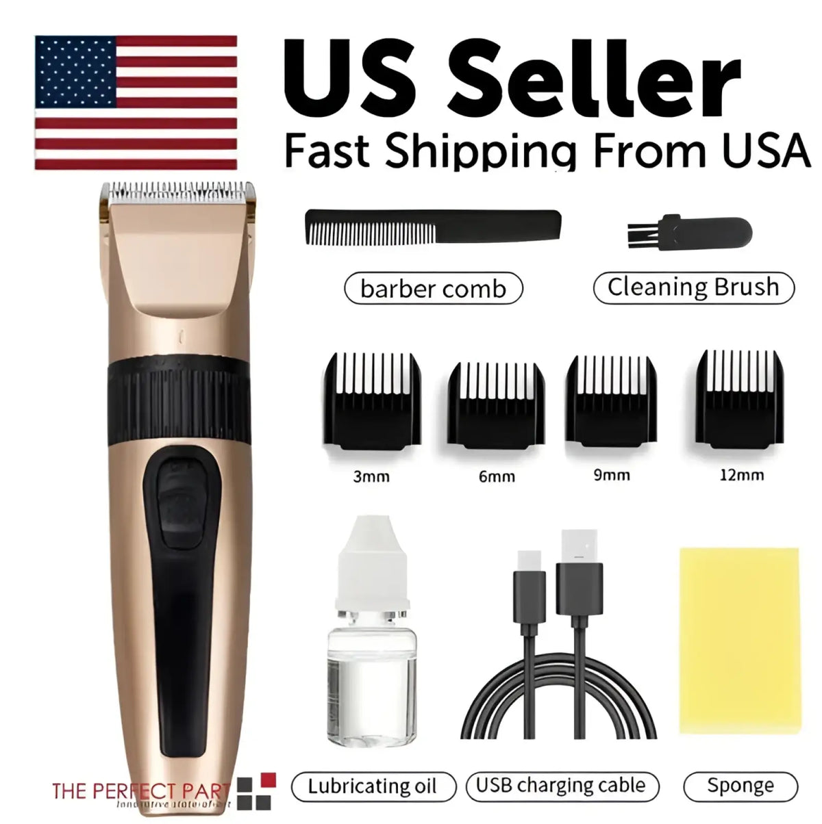 Professional Hair Clippers Cordless Gold Barber Kit ARBA Global