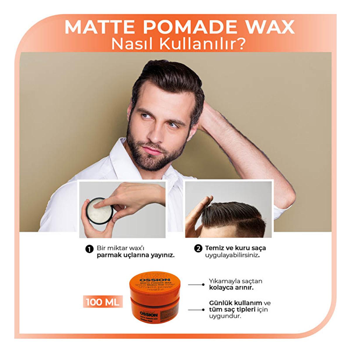 Morfose Ossion Matte Pomade Wax for Natural Hair Styling - 3.38 fl oz, Water-Based, Medium Hold, Residue-Free Beauty Care Bag