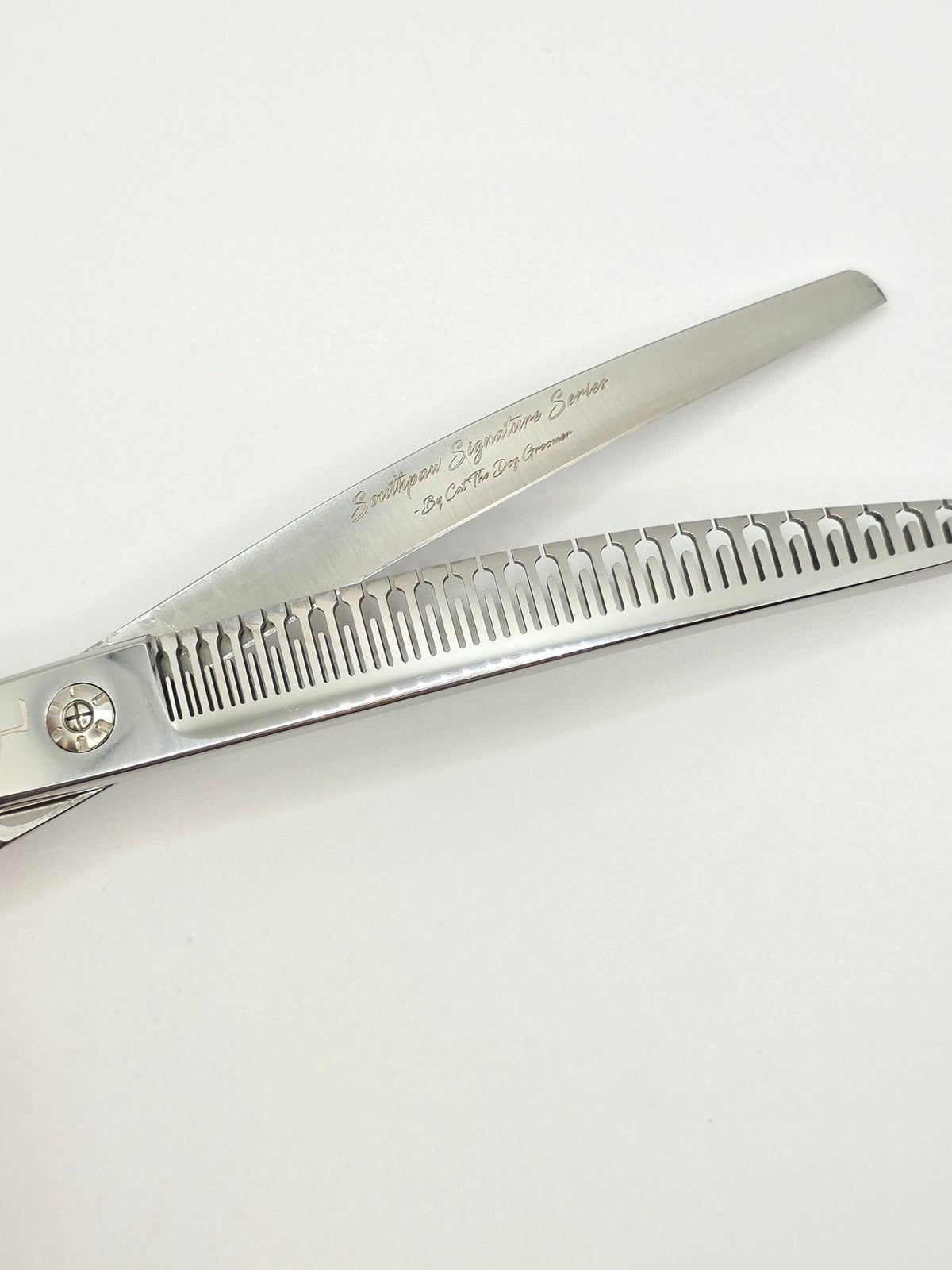 Reiki Shears - Left-Handed Curved Chunker - Southpaw Signature by Cat The Dog Groomer Reiki Shears