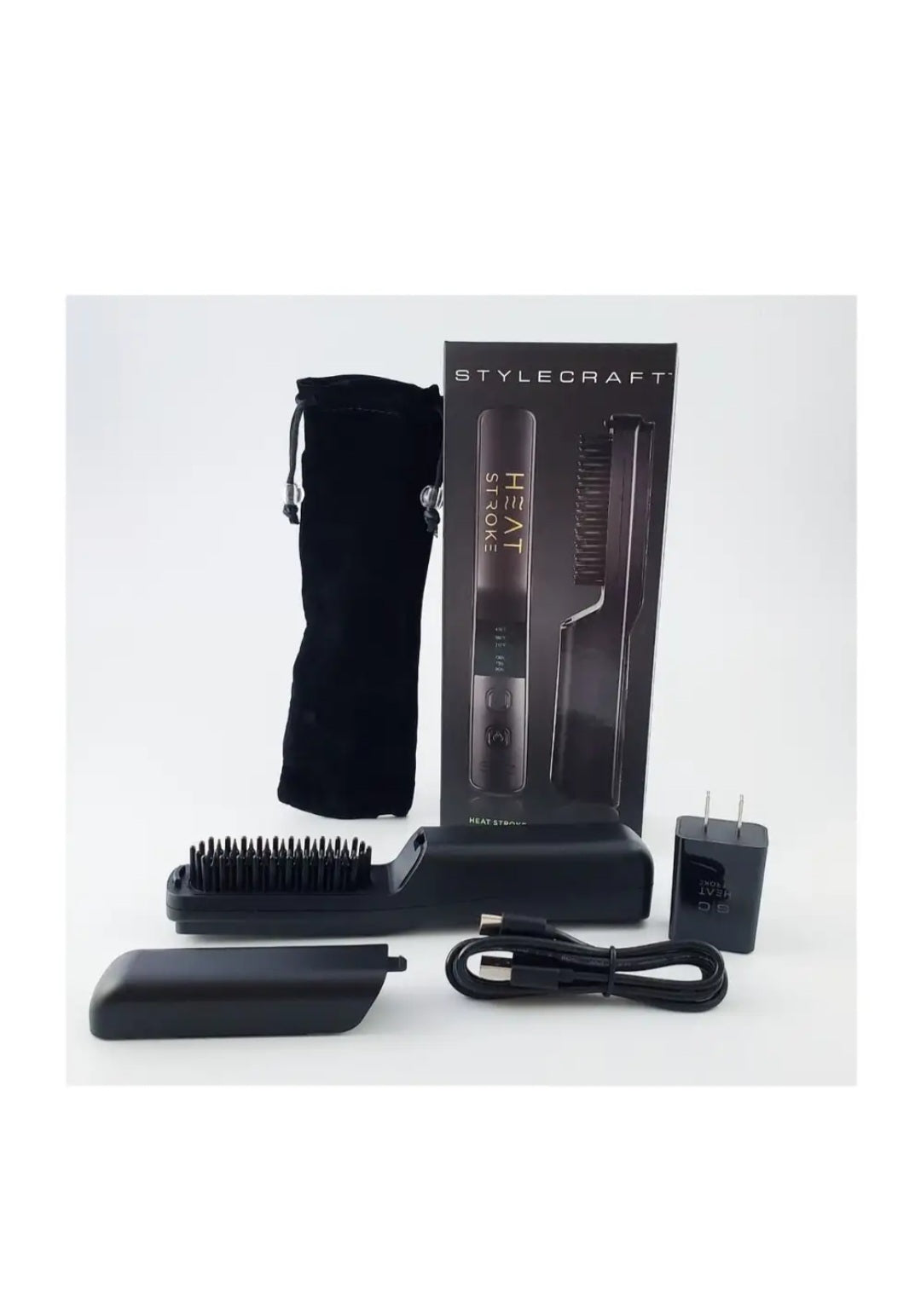 Heat Stroke Hot Brush - Professional Cordless Beard and Hair Styling Hot Brush with Cool Touch Tips