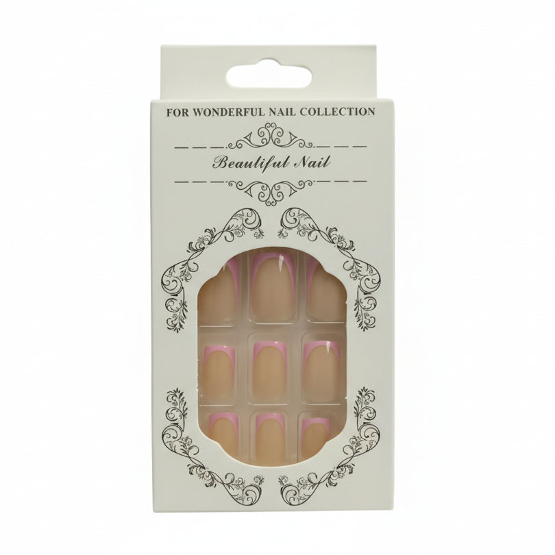 Salon-Style French Tip Press-On Nails - Square 019 VIAI BEAUTY