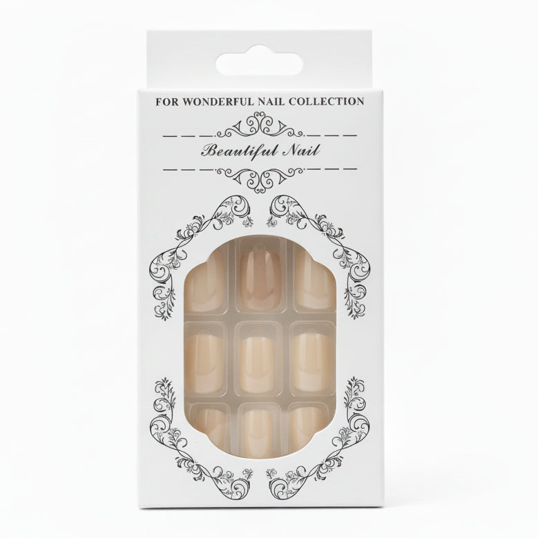 Salon-Style French Tip Press-On Nails - Square 015 VIAI BEAUTY
