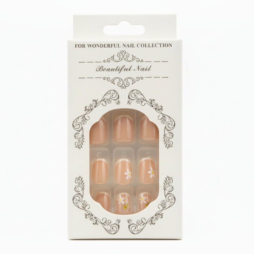Salon-Style French Tip Press-On Nails - Square 011 VIAI BEAUTY