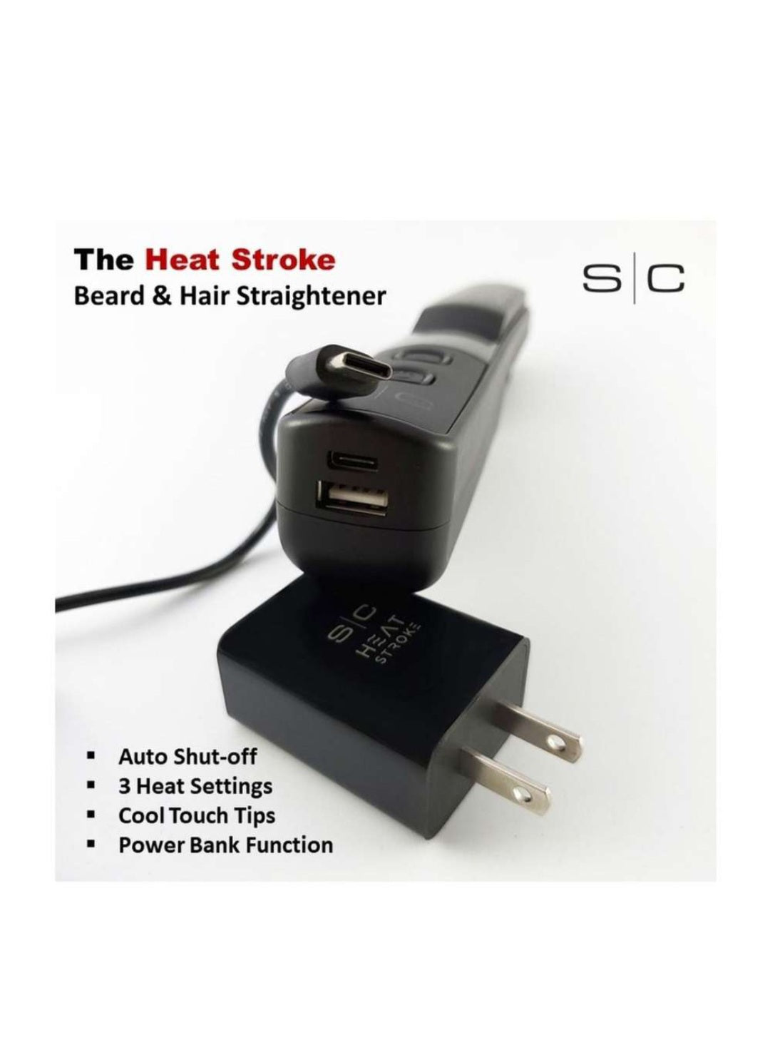 Heat Stroke Hot Brush - Professional Cordless Beard and Hair Styling Hot Brush with Cool Touch Tips