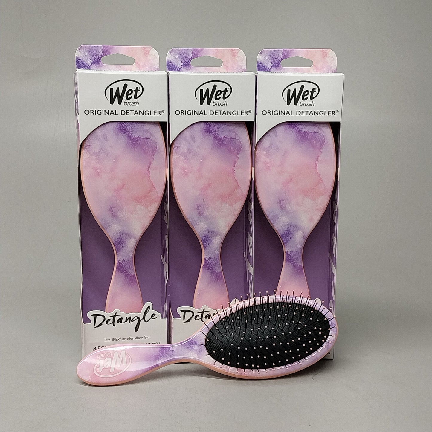 WET BRUSH (4 PACK) Original Detangler Hair Brush Pink / Purple Watermark Pattern PayWut
