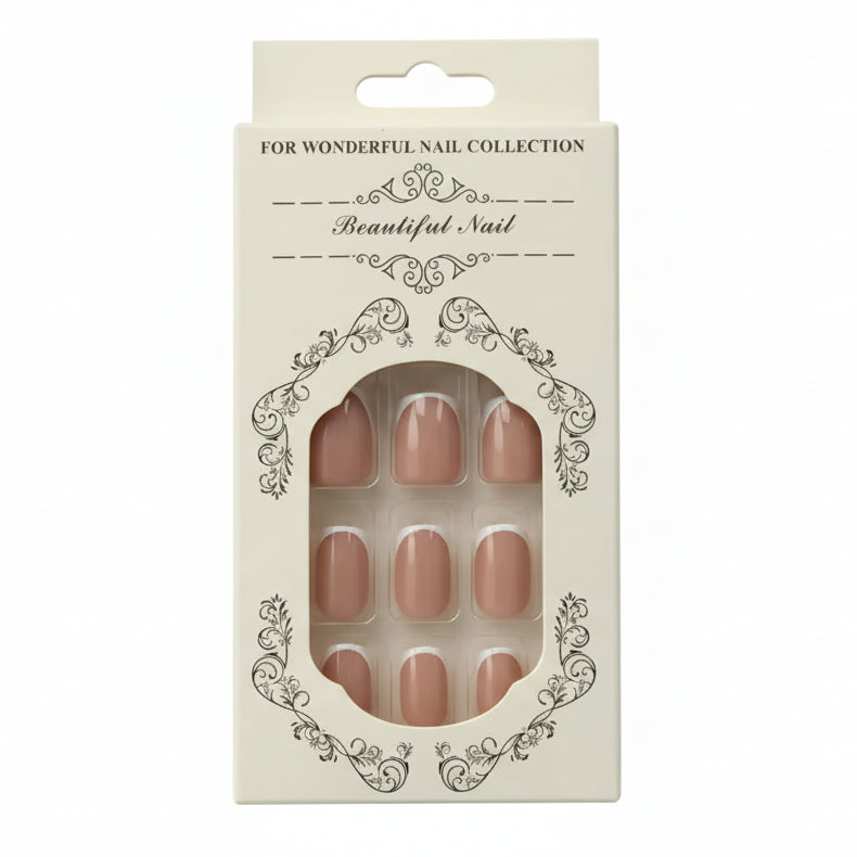 Salon-Style French Tip Press-On Nails - Square 019 VIAI BEAUTY