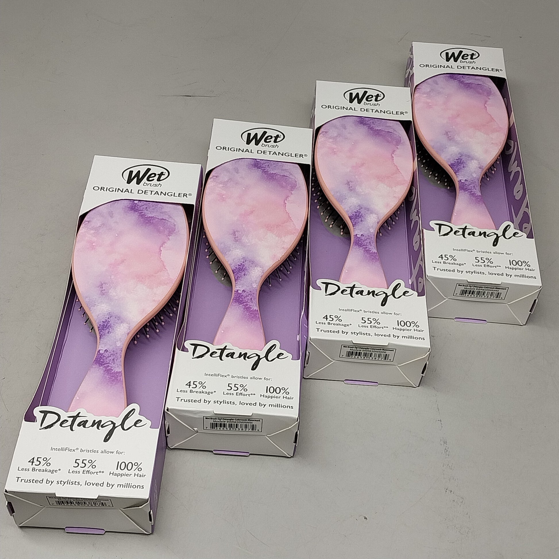 WET BRUSH (4 PACK) Original Detangler Hair Brush Pink / Purple Watermark Pattern PayWut