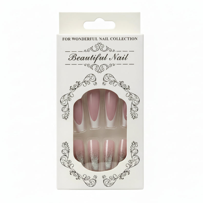 Salon-Style French Tip Press-On Nails -  Coffin 06 VIAI BEAUTY