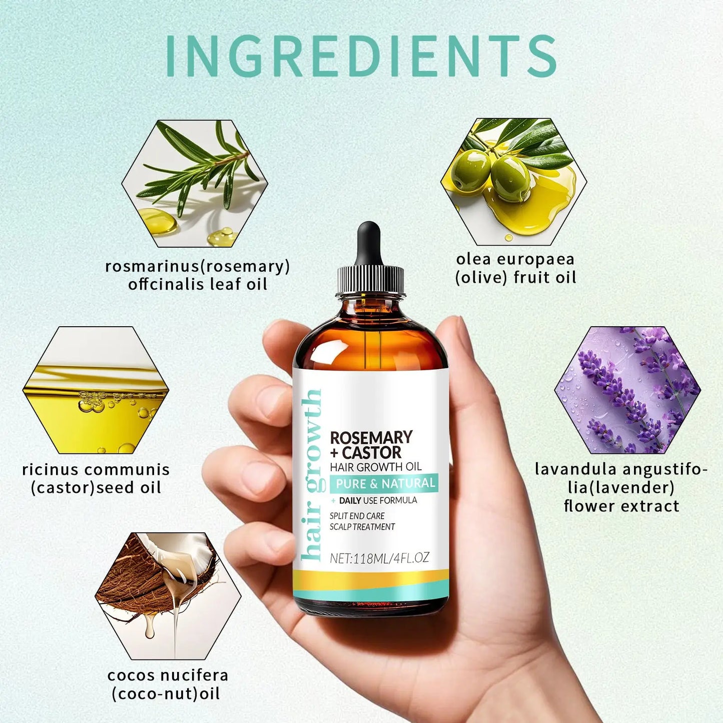 Rosemary Castor Hair Growth Oil 118ml Treatment ARBA Global