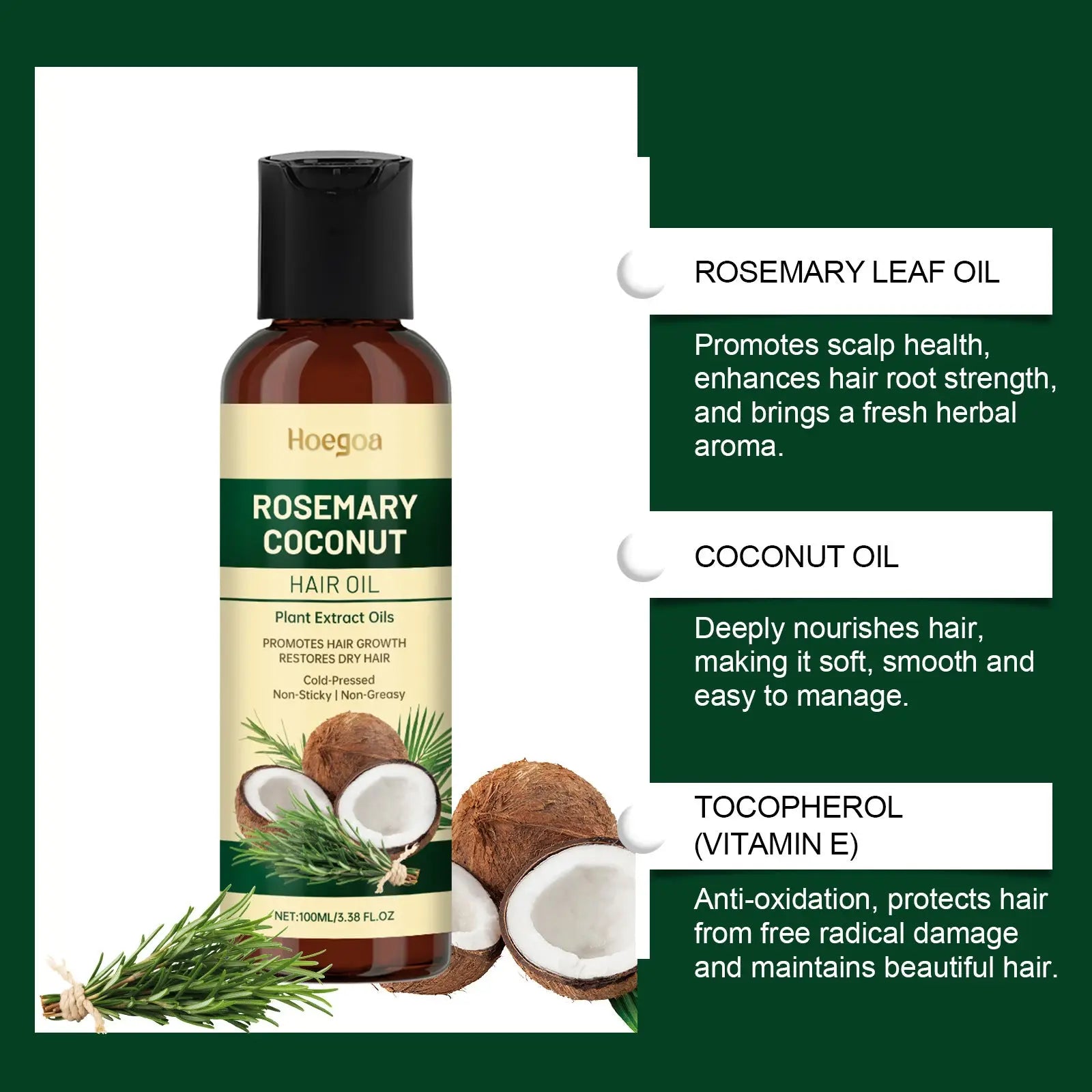 Rosemary Coconut Hair Oil for Growth and Dry Hair Care 100ml ARBA Global