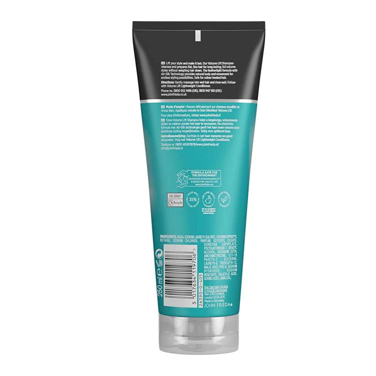 John Frieda Volume Lift Shampoo for Fine Hair - Vegan, Color-Safe, 8.45 fl oz Beauty Care Bag
