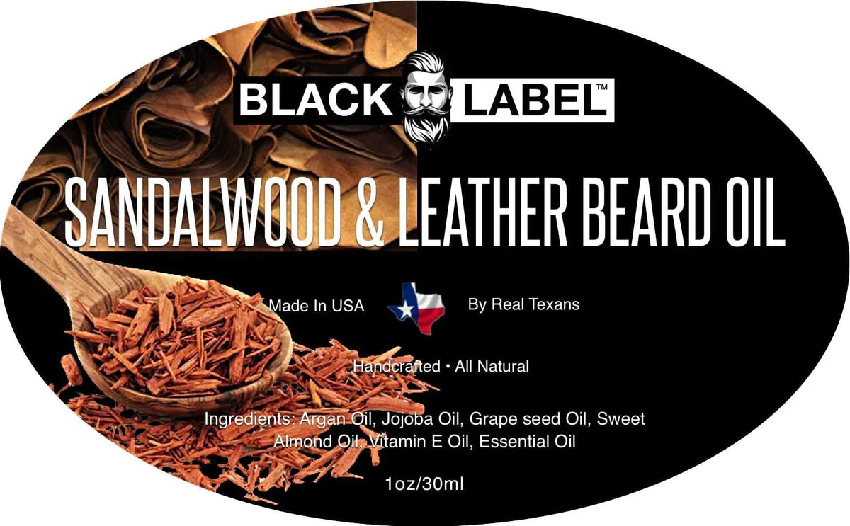 Sandalwood Leather Beard Oil Blacklabel Beard Company