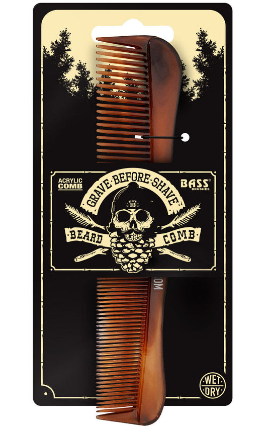 Grave Before Shave Acrylic Tortoise Shell Fine/Wide Tooth Comb (made by BASS) Grave Before Shave