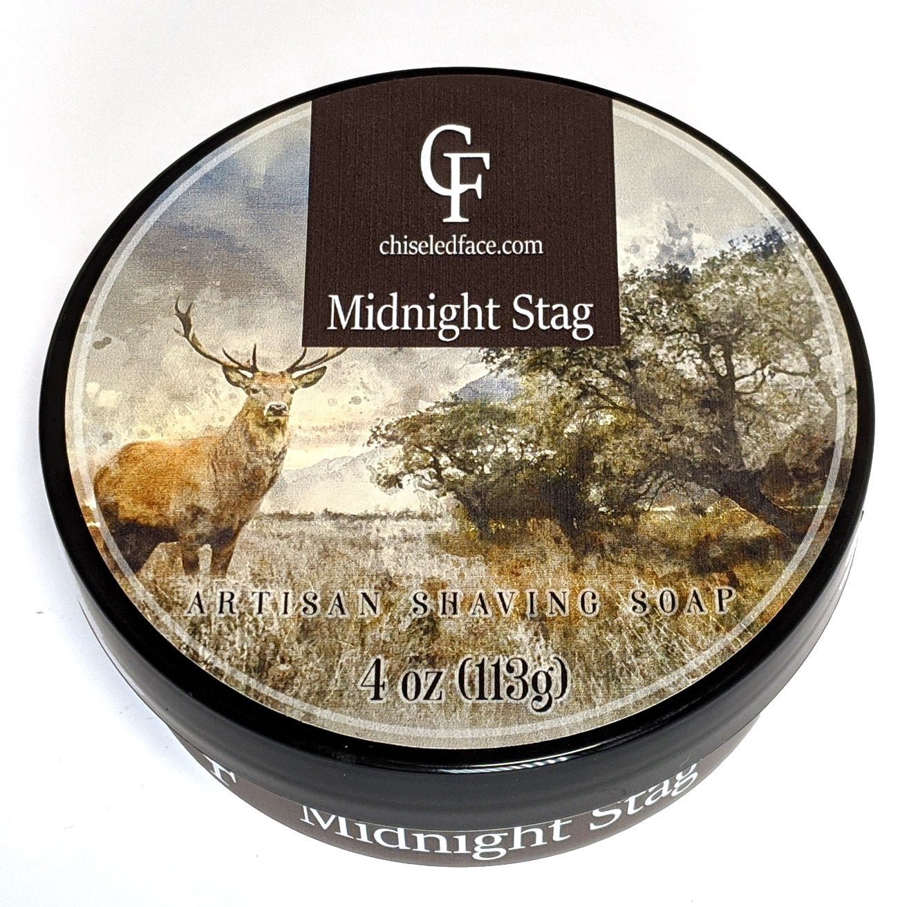 Silk Tallow Shave Soap - Midnight Stag Chiseled Face