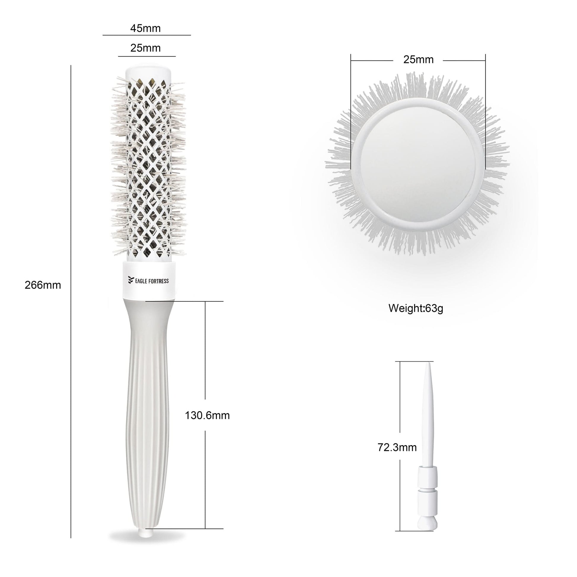 Eagle Fortress XL Ceramic + Ionic Round Hair Brush 0.98 in - Grey The Beauty Box