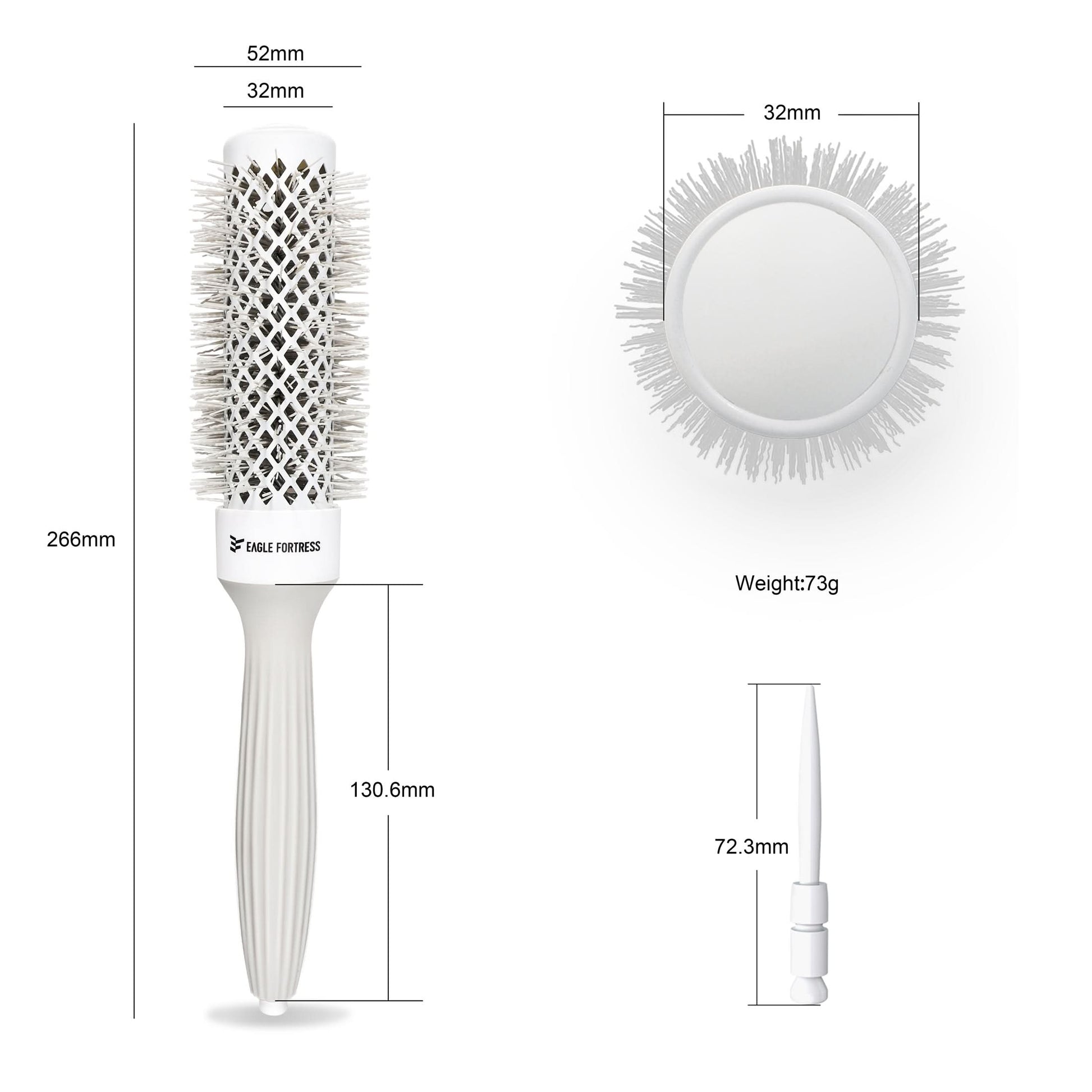 Eagle Fortress XL Ceramic + Ionic Round Hair Brush 1.26 in - Grey The Beauty Box