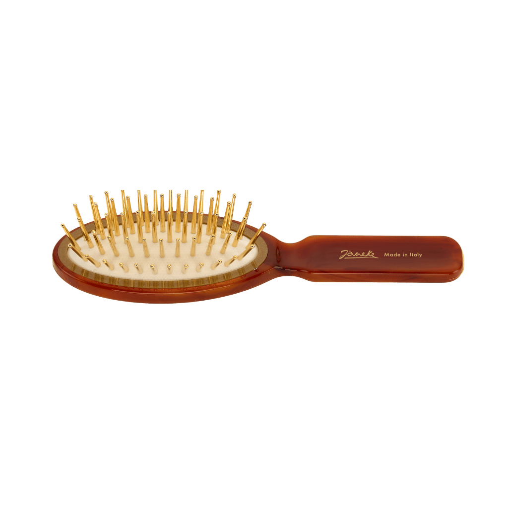 Janeke Tortoiseshell Oval Hair Brush – Gold Pin Detangling Brush KOH-I-NOOR Beauty USA