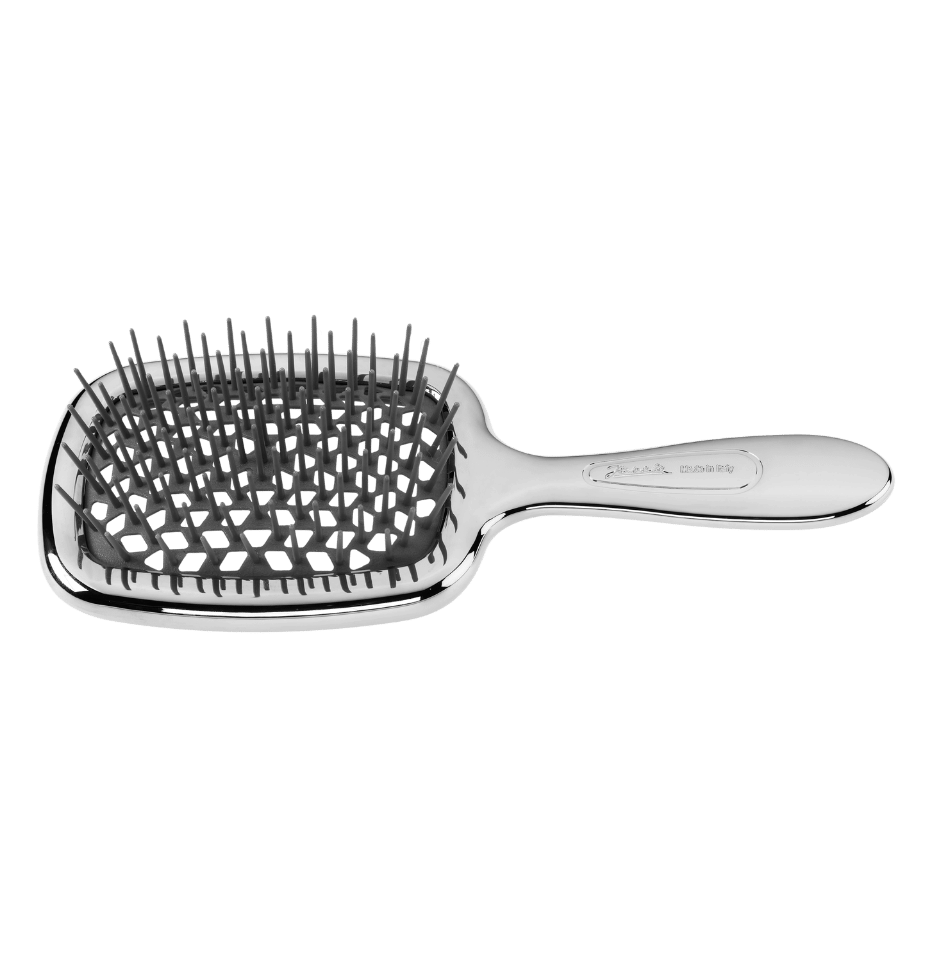Janeke Superbrush with Soft Tips – Honeycomb Detangling Brush (Chrome & Gold) KOH-I-NOOR Beauty USA