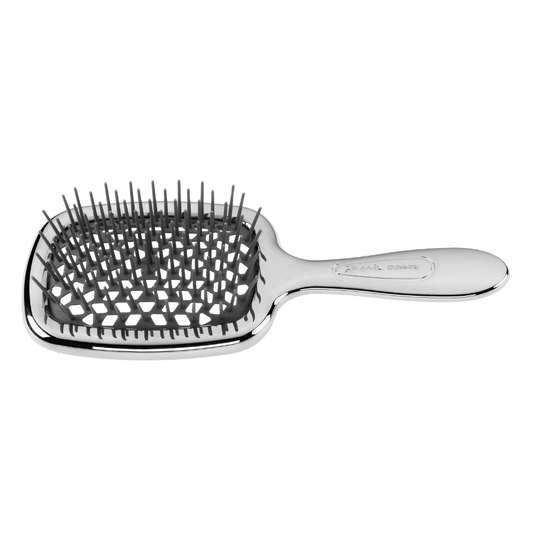 Janeke Superbrush with Soft Tips – Honeycomb Detangling Brush (Chrome & Gold) KOH-I-NOOR Beauty USA