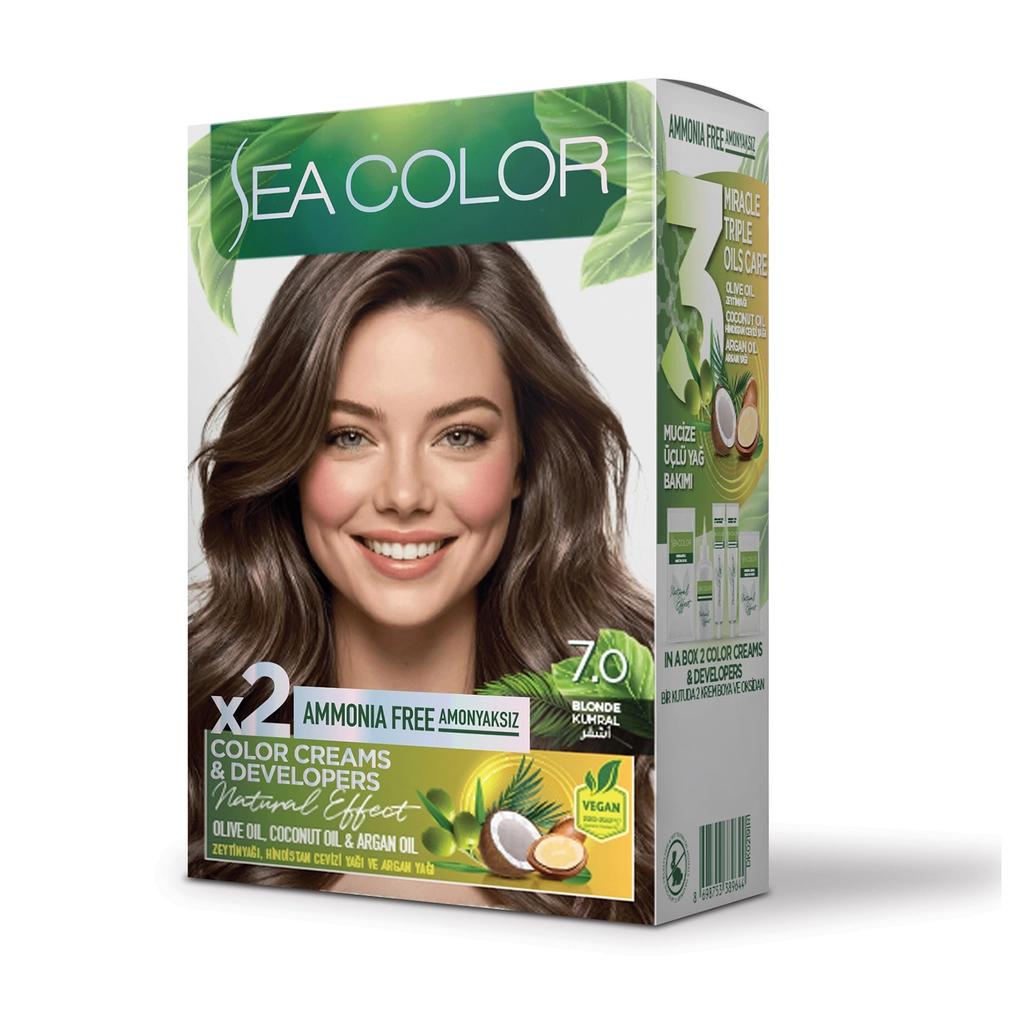 Sea Color Ammonia-Free Hair Dye 7.0 Dark Blonde Beauty Care Bag