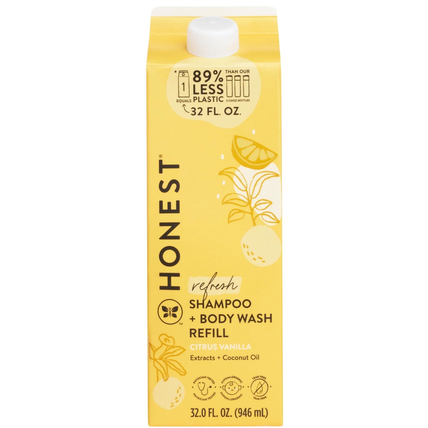 The Honest Company 2-in-1 Cleansing Shampoo + Body Wash for Sensitive Skin | Gentle for Baby | Naturally Derived, Tear-free, Hypoallergenic | Fragrance Free, 10 fl oz