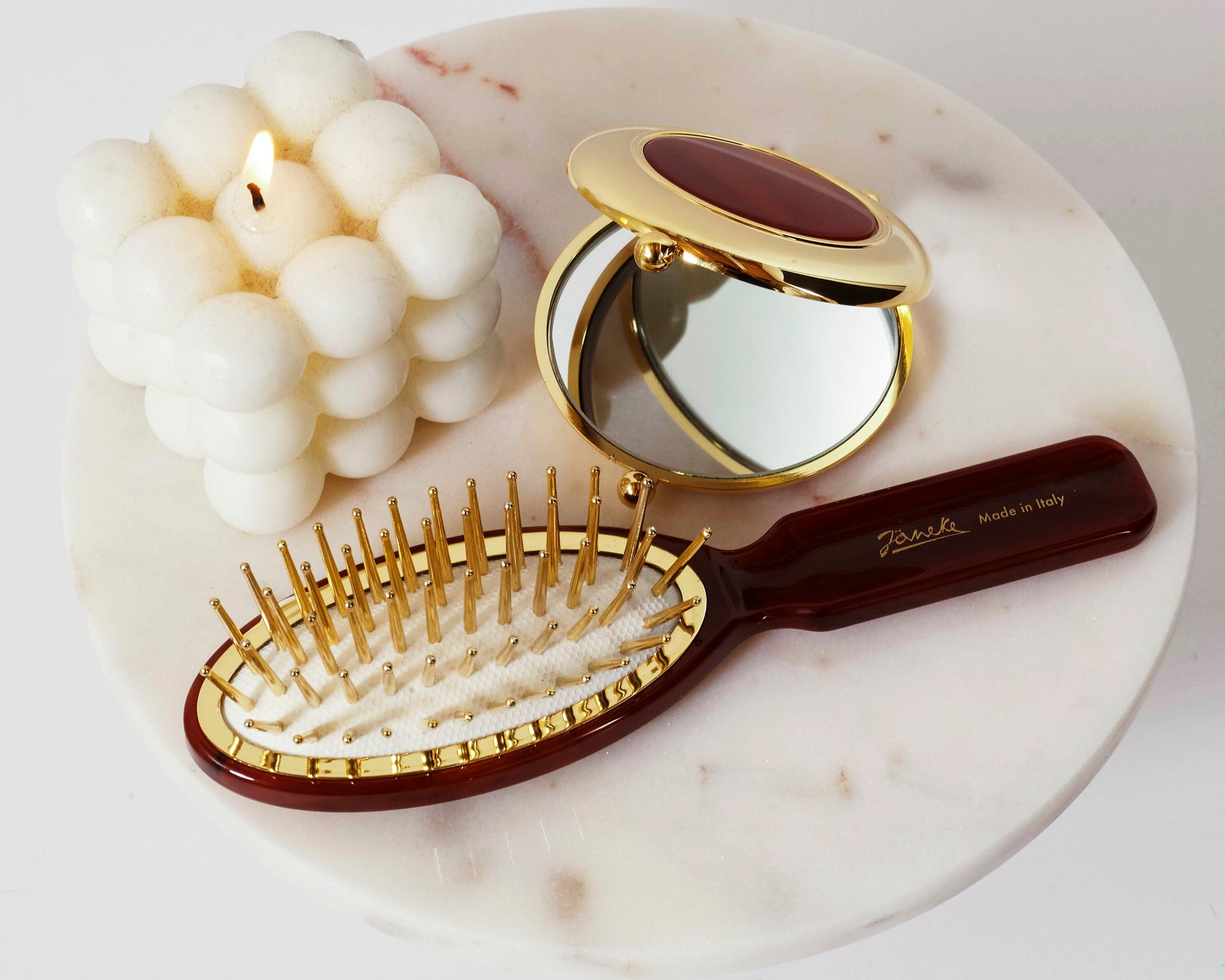 Janeke Tortoiseshell Oval Hair Brush – Gold Pin Detangling Brush KOH-I-NOOR Beauty USA