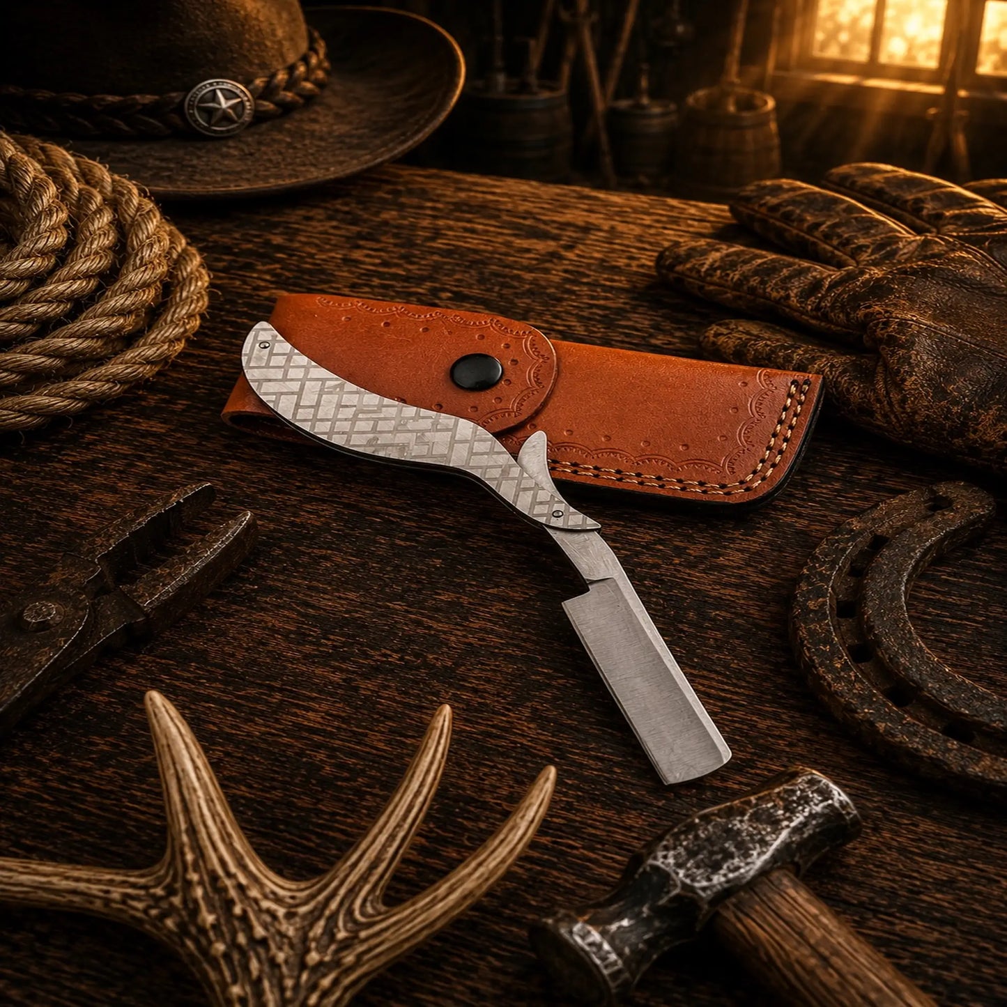 Heritage Barber Straight Razor – D2 Steel Folding Razor SHAM KNIVES