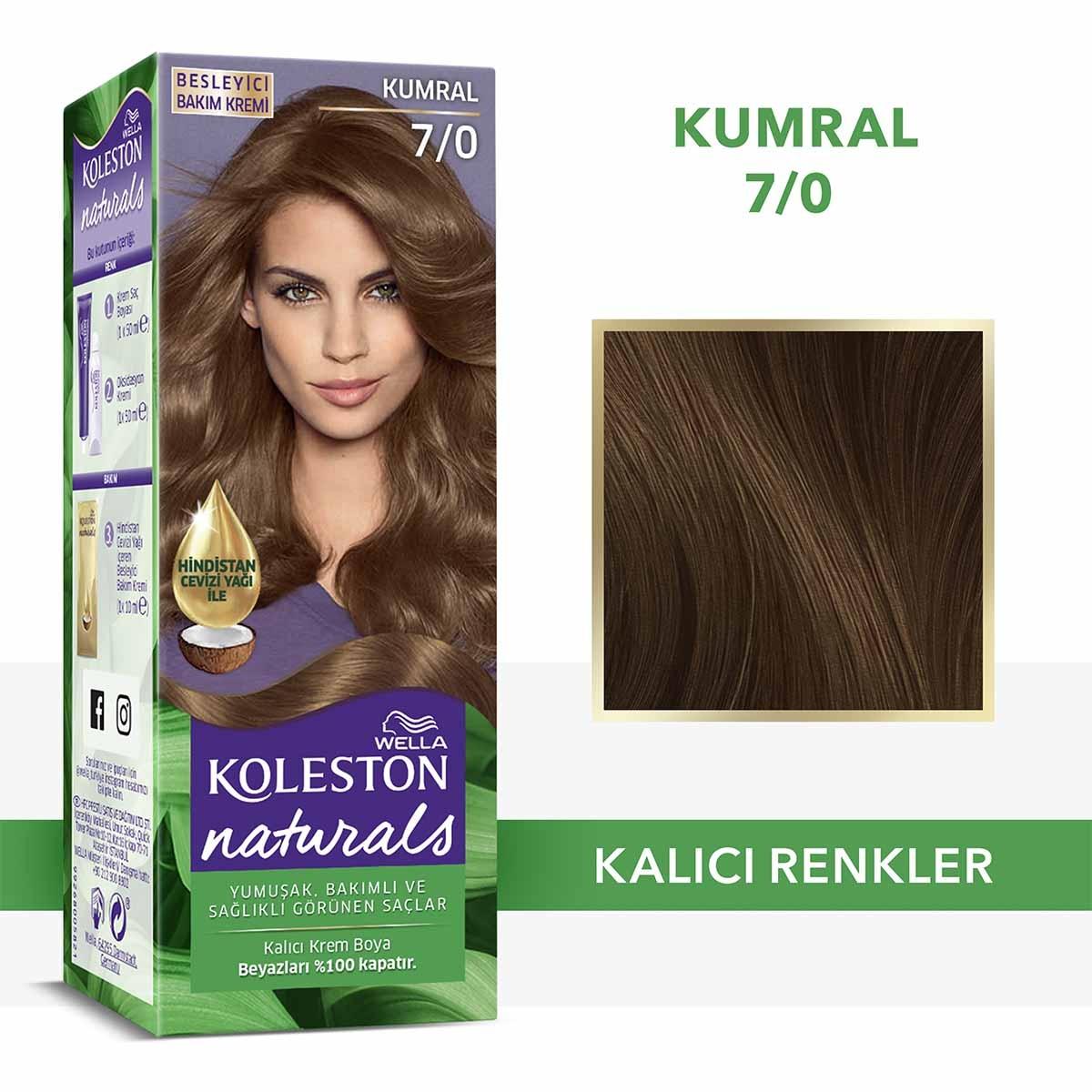 Wella Koleston Naturals Hair Color 7/0 - Rich Color & Nourishing Formula for Women and Teens | 1.7 fl oz Beauty Care Bag
