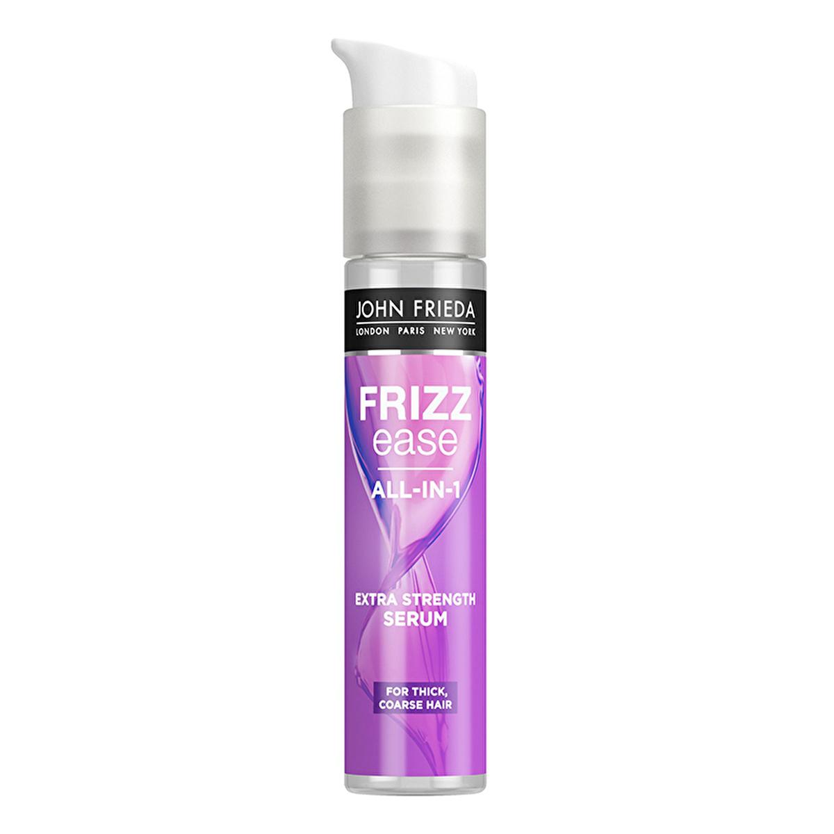 John Frieda Frizz Ease Extra Strength Serum for Frizzy Hair - 1.69 fl oz, Argan Oil, Coconut Oil, Moringa Oil for Frizz Control, Heat Protection & Moisturizing Beauty Care Bag