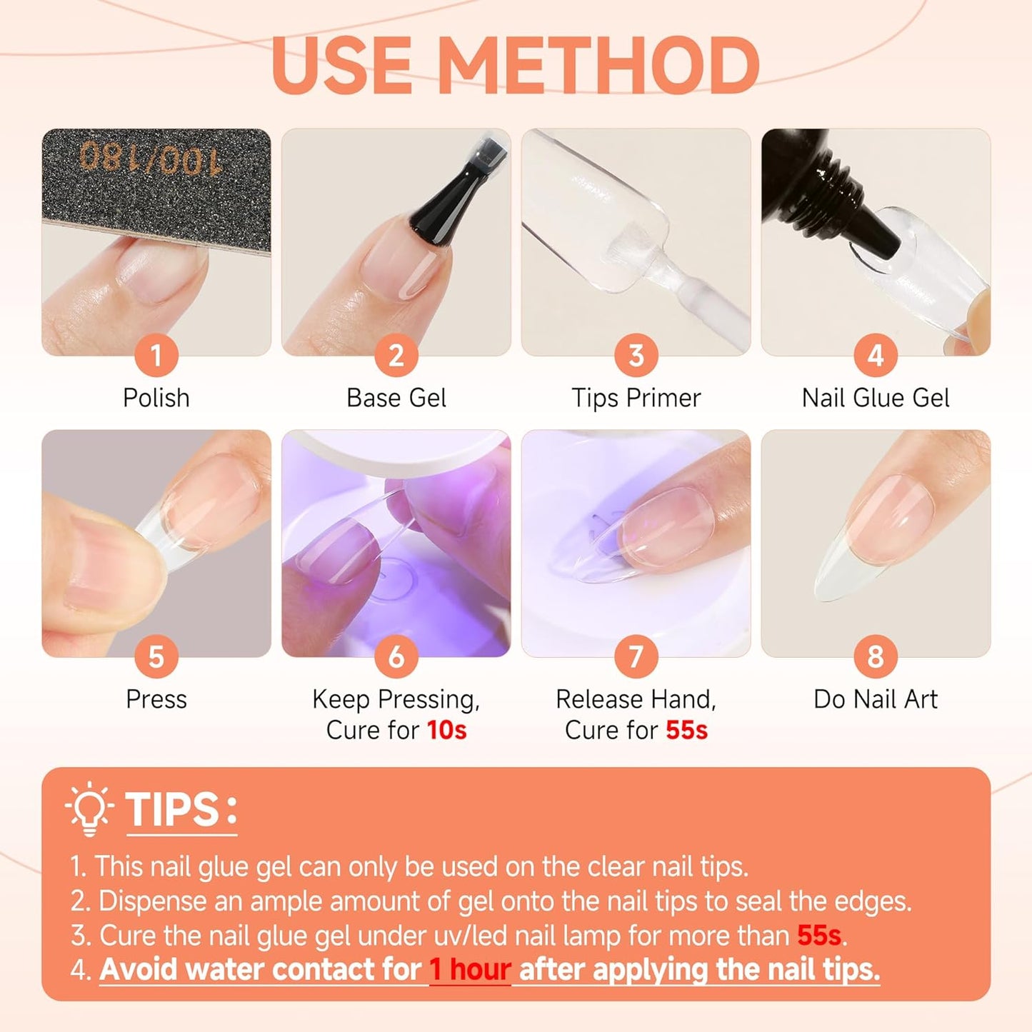 UNA GELLA Solid Nail Glue Gel 15ml Lamp Curing Needed Solid Soak Off U V/LED Lamp Required Super Strong Glue for Fake Acrylic Soft Gel Nail Tips Press On Nails Art Extension