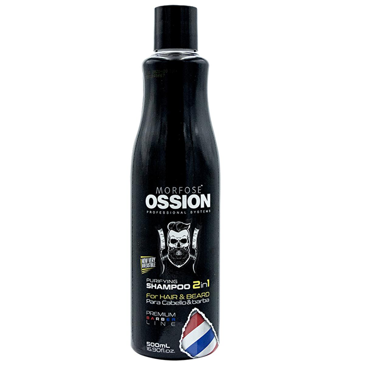 Morfose Ossion Premium Barber Shampoo: Moisturizing Hair & Beard Cleanser for Softness & Comfort - Professional Men's Grooming _ampuan, 16.91 fl oz Beauty Care Bag