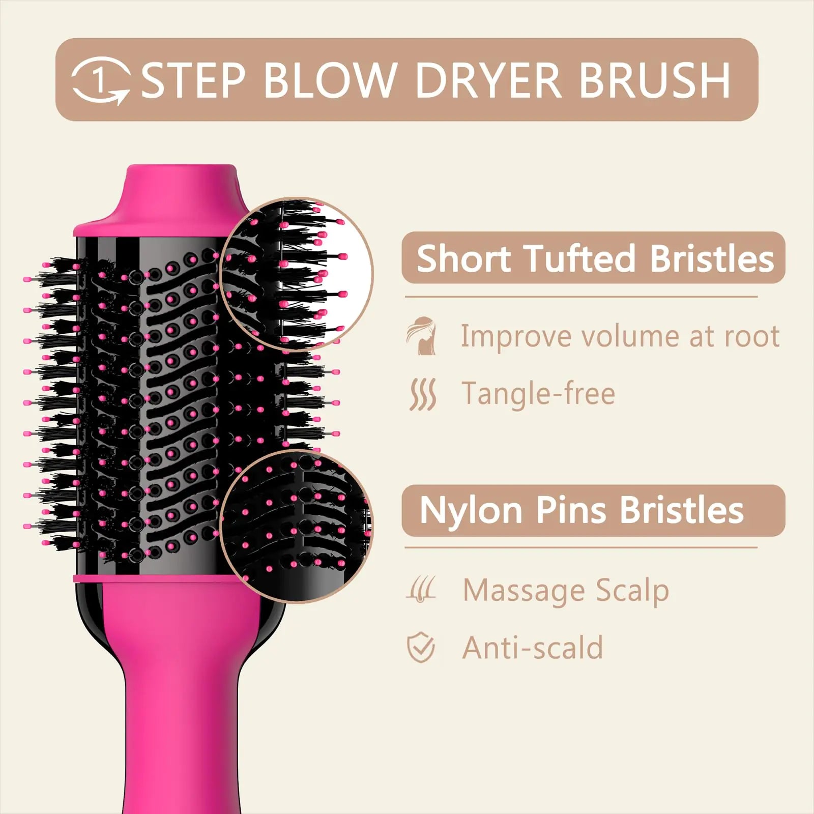 Umeely Hair Dryer Brush Blow Dryer Brush in One Upgraded 4 in 1 Hair Dryer and Styler Volumizer with Negative Ion Anti-frizz Ceramic Titanium Barrel Hot Air Brush Peach Red Mimarta